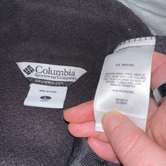 Columbia Men’s Fleece Zipper Vest Solid Black Dark Charcoal Large GUC - Picture 5 of 9